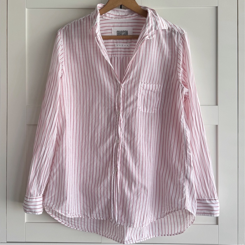 GRAYSON By Frank & Eileen White Red Pinstripe Button Down Shirt